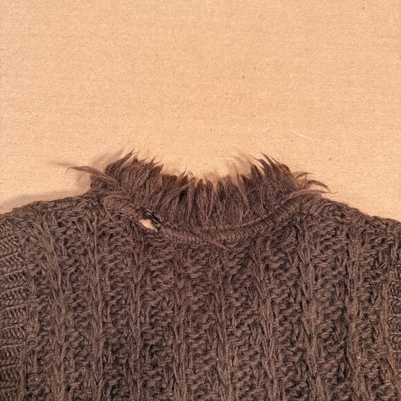 Vintage 60s Ann Arbor Brown Wool Fringe Knit Vest Boho Hippie Made in USA XS - Picture 6 of 8